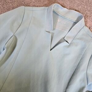 Figs Technical Collection Scrub Top Chest Pocket Blue Teal Size Small